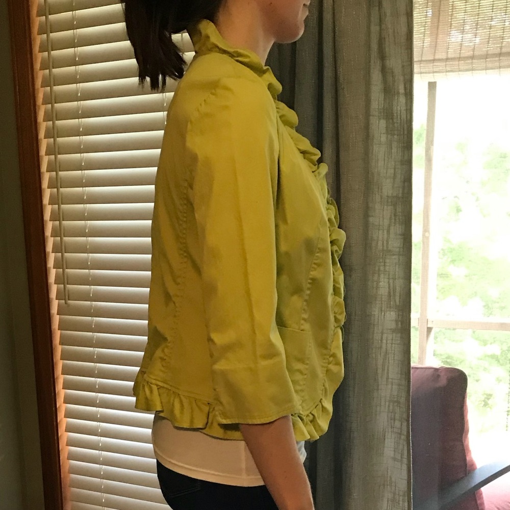 Talbots ruffled green jacket - Picture 7 of 8